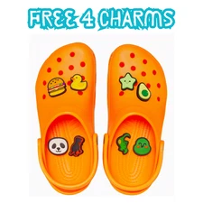 Orange Crocs Classic Clog Unisex Adult Slip-On Sandals Slippers Comfortable Shoe
