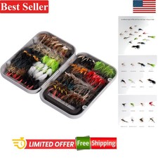 Assorted 64-Count Fly Fishing Kit with Durable Magnetic Box for Easy Access