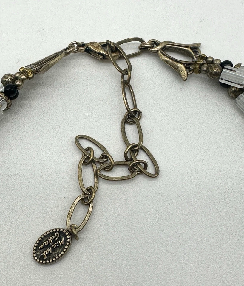 Collar colgante vintage Michal Golán tres hilos esmalte y diamantes de imitación Foto 4 de 4