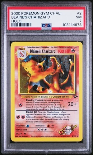 PSA 7 BLAINE'S CHARIZARD 2/132 GYM CHALLENGE HOLO POKEMON AA