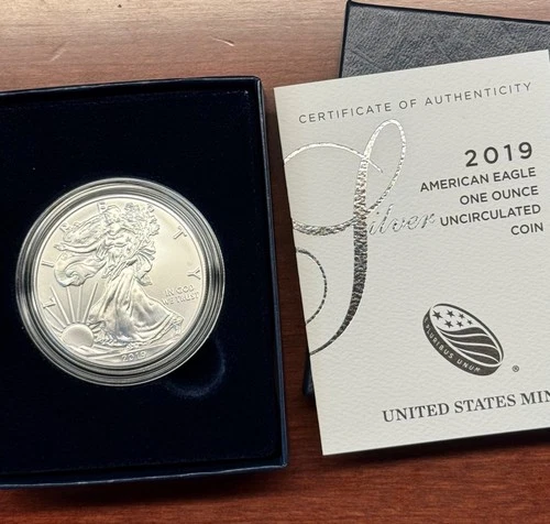 2019 W  American Silver Eagle  Coin  Uncirculated  Burnished  with OGP