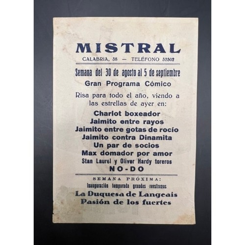 1945 Spanish Laurel and Hardy Film Herald Handout The Bullfighters Hollywood - Bild 2 von 3