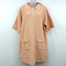 Mango Polo Knit Dress Womens XL Peach NWT Preppy Fisherman Chunky Classic