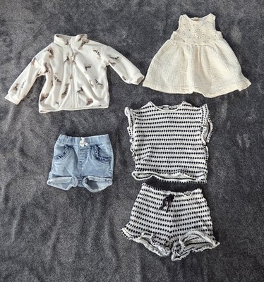 Baby Girl 9M Spring Summer Lot Of 5 Dress Top Shorts Jacket Giraffe Gauze Cotton