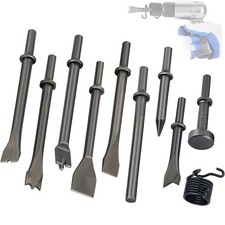 10 Pcs Air Hammer Chisel Set 0.401 Shank Pneumatic Bits Chipping Tools 10 Pcs Air Hammer Chisel Set 0.401 Shank Pneumatic Bits Chipping Tools