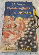 Antique Vintage Noma Outdoor Christmas C9 Lights 7 Lights Santa Box Tested Work