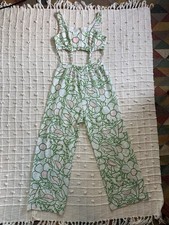 1960s 1970s Vintage Jumpsuit with Cutouts Floral Print Size Small