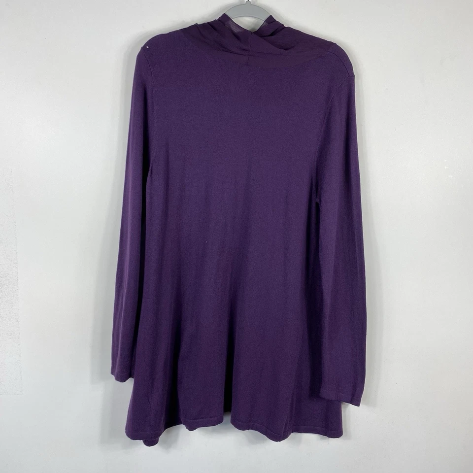 Top Susan Graver Talla Grande Manga Larga Capucha Cuello Púrpura Foto 2 de 4