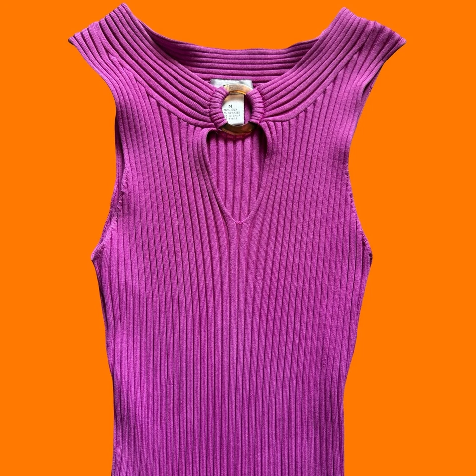 00's 复古紫红色丝绸氨纶紧身 y2k 上衣背心背心中号缓存 — 第 2/4 张图片