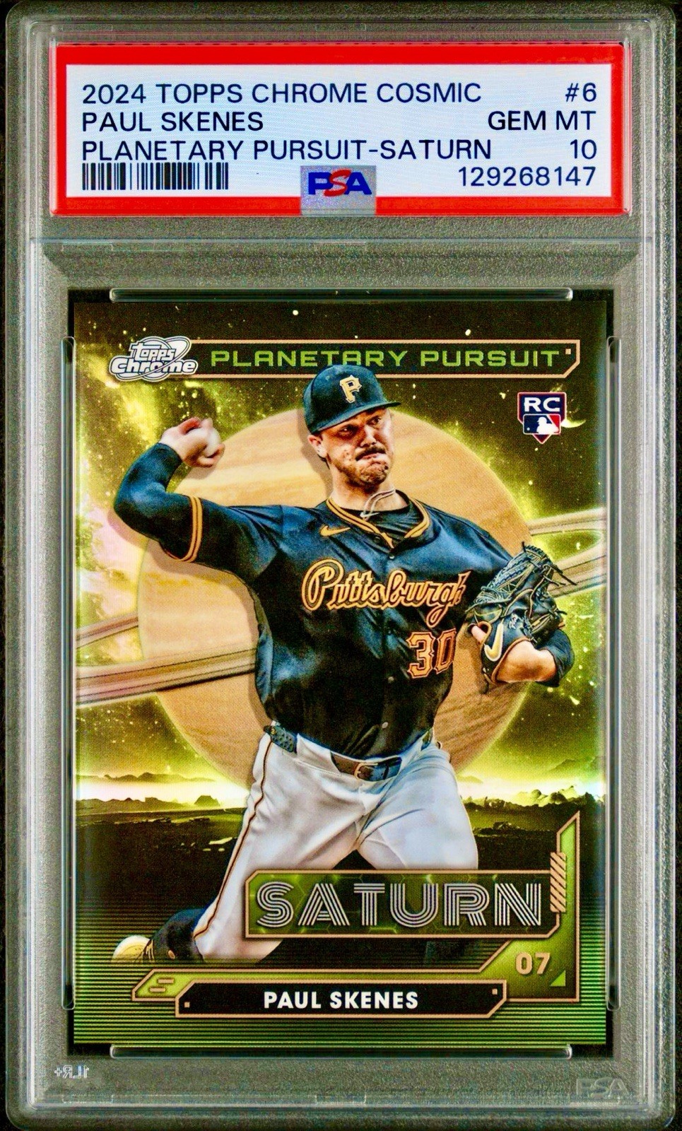 2024 TOPPS CHROME COSMIC PAUL SKENES ROOKIE PLANETARY PURSUIT SATURN PSA 10 #6