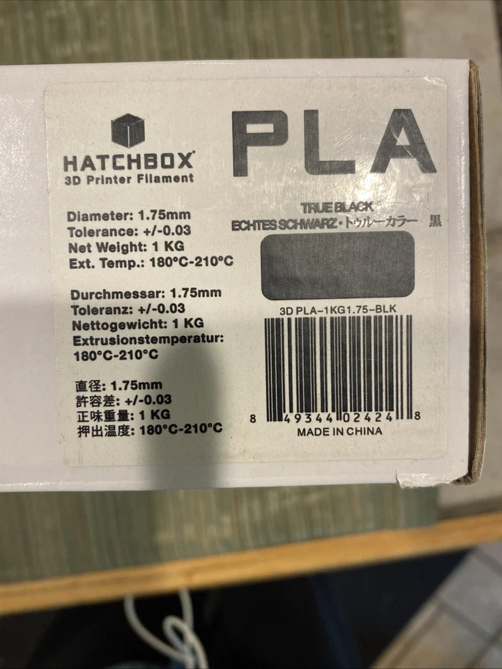Filamento de impresora 3D Hatchbox PLA 1,75 mm negro, carrete de 1 kg Foto 3 de 3