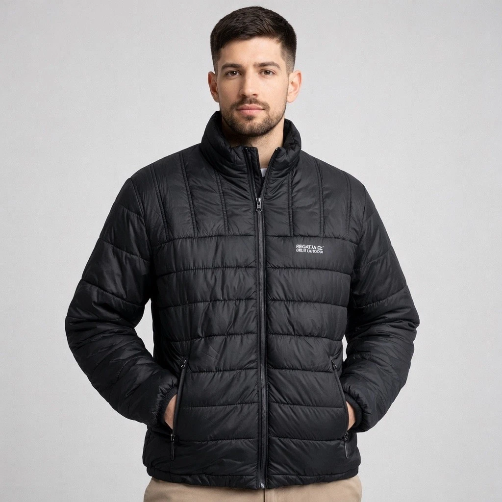 Regatta Mens Lightweight pufferJacket Black Insulated zip Winter Coat Small
