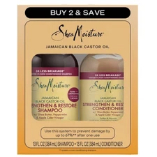 SheaMoisture Shampoo & Conditioner Bundle, 100% Pure Jamaican Black Castor Oil