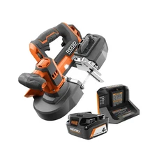 RIDGID Band Saw Kit Portable Lightweight Charger 4.0 Ah Lithium Ion Battery