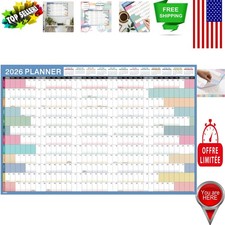 Vibrant 2026 Yearly Calendar - Spacious Daily Blocks, Thick Paper, Easy Planning