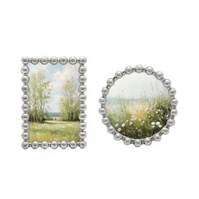 Modern Beaded Mini Frame Set/Set of 2 / 2x3 2.5x2.5 In For Tabletop