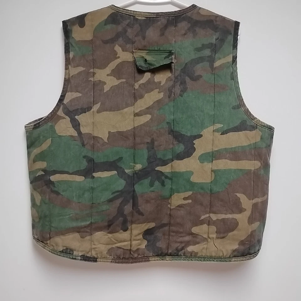 Vintage Reversible Woodland Camo/Blaze Orange Hunting Vest XL Made In USA  - Image 2 of 4