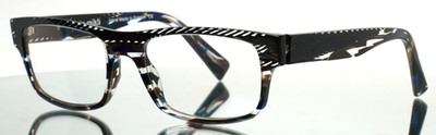 ALAIN MIKLI A01251 B0G6 Black Chevron Blue Brown Unisex Eyeglasses 53-19-140 A