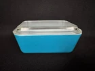 Vintage PYREX Blue Refrigerator Dish 0502 with Ribbed Lid Primary Color 1.5 pint