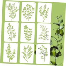 9pcs Eucalyptus Leaf Stencils for Painting Wall, Wood, Canvas, Furniture,