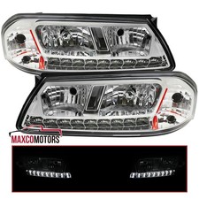 Headlights Fits 2000-2005 Chevy Impala Led Strip Clear Lamps Leftright 00-05