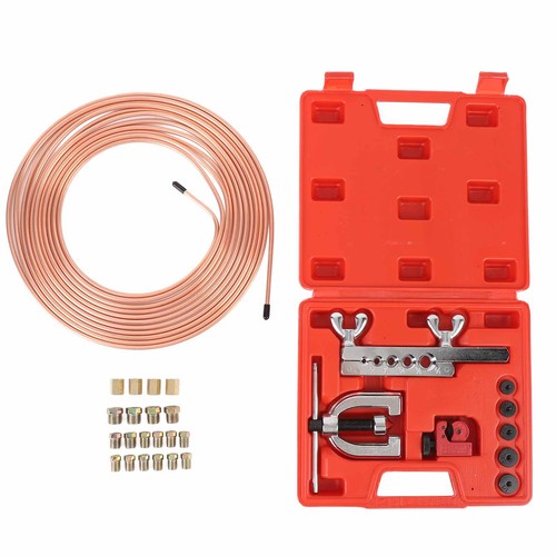 System 25Ft 3/16in Copper Coated Brake Line Kit 16 Fittings 4 Unions Brake TU - Picture 12 of 12