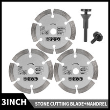 3Pcs 75mm Diamond Cutting Blade Stone Cutting Disc With Mandrel F Angle Grinder