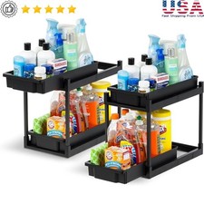 2-Tier Under Sink Organizer Sliding Drawer Kitchen Bathroom Storage Rack New