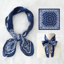 Luxury Paisley Print Small Square Scarf Simulated Silk Thin Neck Scarf Mature St