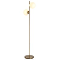 Stehlampe Stehleuchte Standleuchte 2-Teiliger Glas-Lampenschirm Golden+Weiß