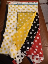 VTG DEADSTOCK Paris Polka Dot Satin Scarves X 3 Yellow Black Red 30  