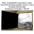 A0495 - BINDER 32cm x 35 postcard postcards 10.5x15 av 15 sheets = 150 cards