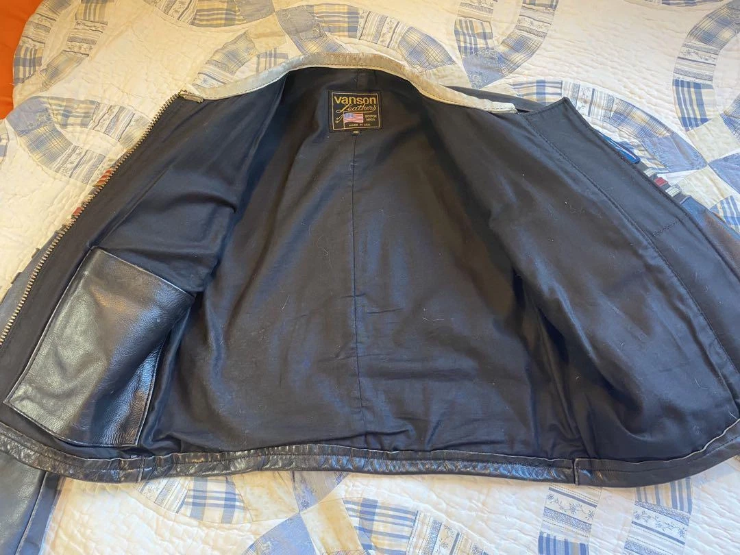 VANSON riders jacket RPJ RACE patch leather size 36 black red from