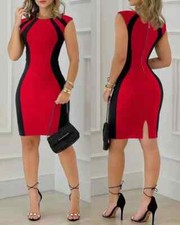 Elegant Women Midi Dress Summer Fashion O-Neck Sleeveless Bodycon Dresses