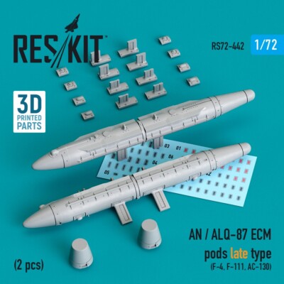 1/72 Reskit RS72-0442 AN / ALQ-87 ECM pods late type (2 pcs) (F-4, F-111, AC-130