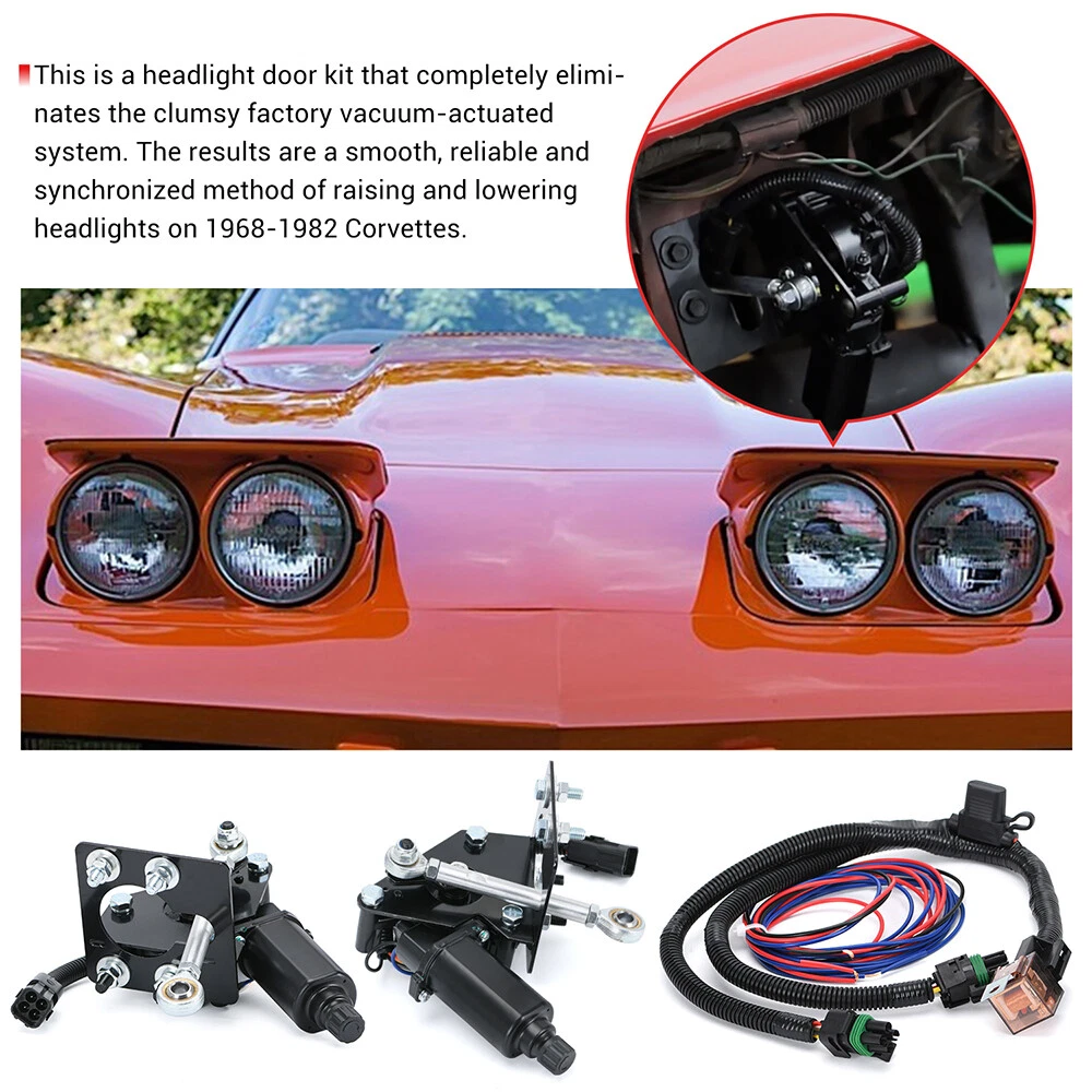 For 68 82 C3 Corvette Electric Headlight Motor Conversion Kit 3pcs Wire Harness