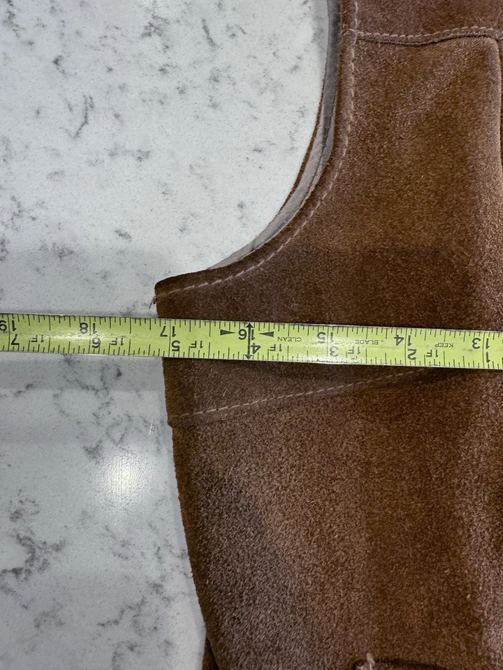 VTG Schott Rancher Brown Suede Western Button Front Vest Waistcoat Sz 12 - Image 4 of 4