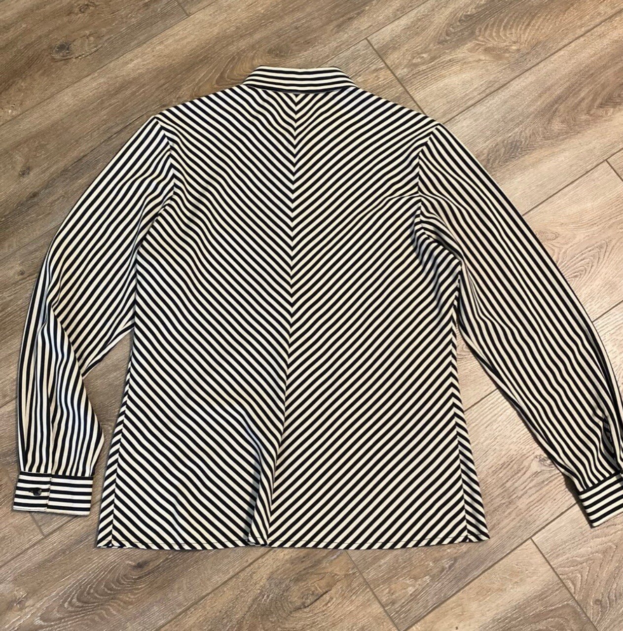 Notations Striped Collared Long Sleeve Blouse, Si… - image 2