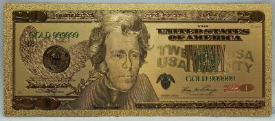 24K Gold-Plated Foil Note Currency Bill  Paper Money Novelty Famous Cash
