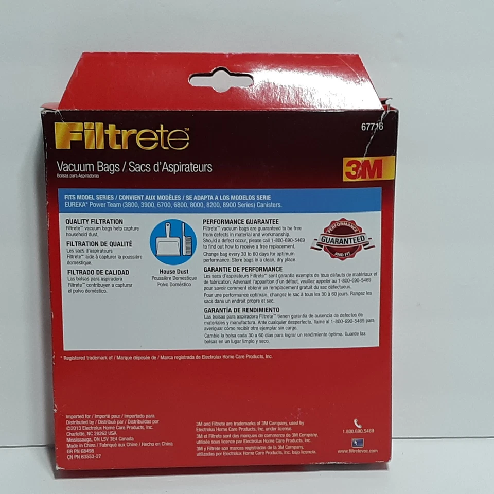 Eureka Filtrete 3M Vacuum Bags V 67716 Eureka Power Team 14171/52358B/57698 - Image 4 of 4