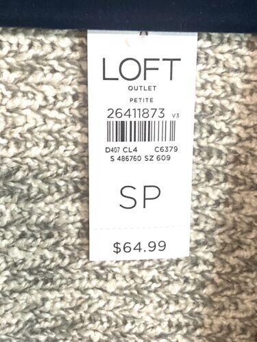 LOFT gray blend knit Cardigan Vest Sweater Open Front Long Pockets Small Women
