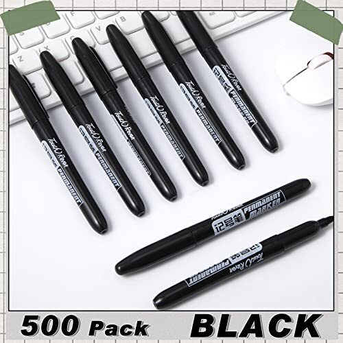 Thenshop 500 Pack Permanent Markers Bulk Black Permanent Marker Set Fine Poin...