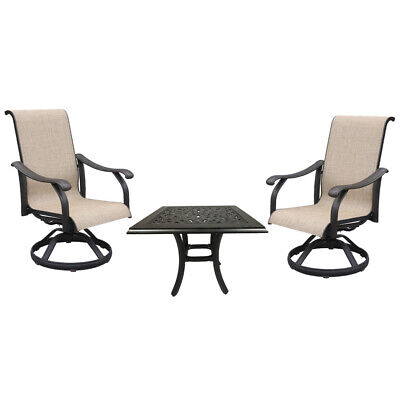 Cast Aluminum Sling Rocker Patio Dining, Outdoor Patio Furniture With Swivel Rocker Chairs