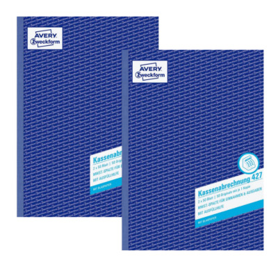 2x Avery Zweckform 427 Kassenbuch A4 2x50 Blatt mit MwSt. Spalte Durchschreibend