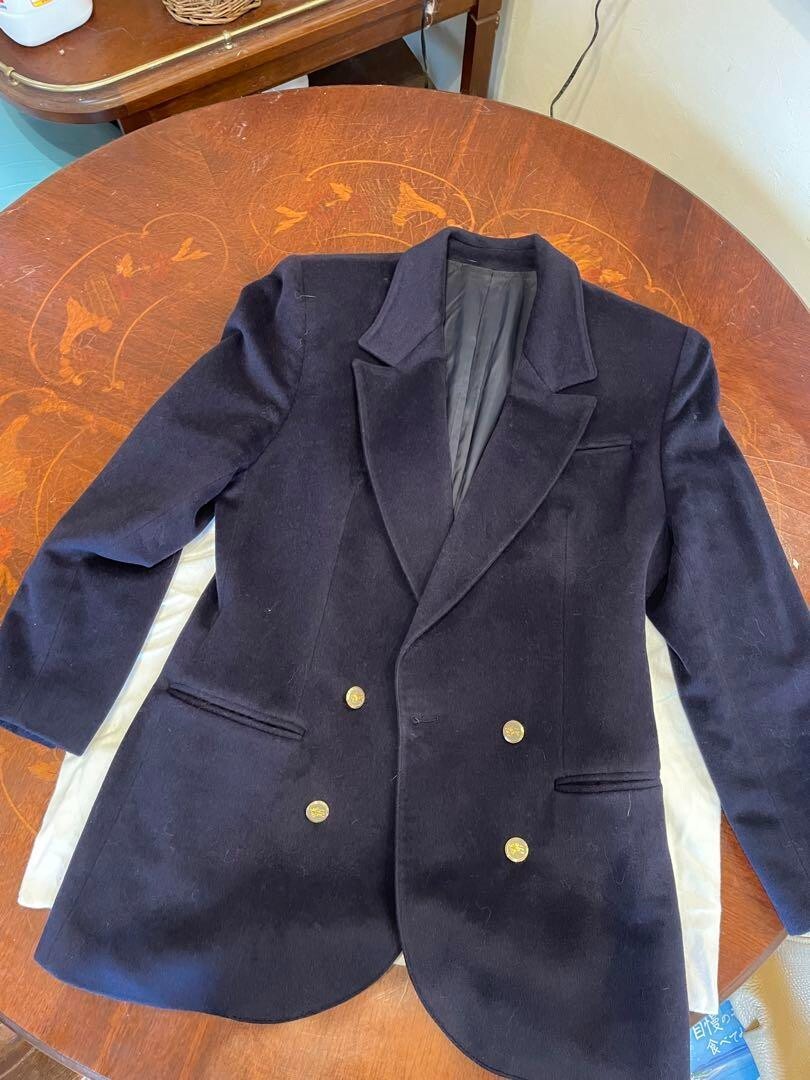 BURBERRYS Gold Button Double Navy Blazer Tailored Jacket Men Size 42 Used
