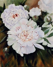 Fatto a mano Оlio su Тela Originale Unico Natura morta Fiori Peonia Idea Regalo