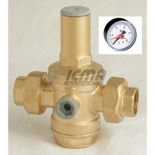 Riduttore Di Pressione Acqua Ottone - DN15 Con Filtro E Manometro, Per Casa E Ufficio