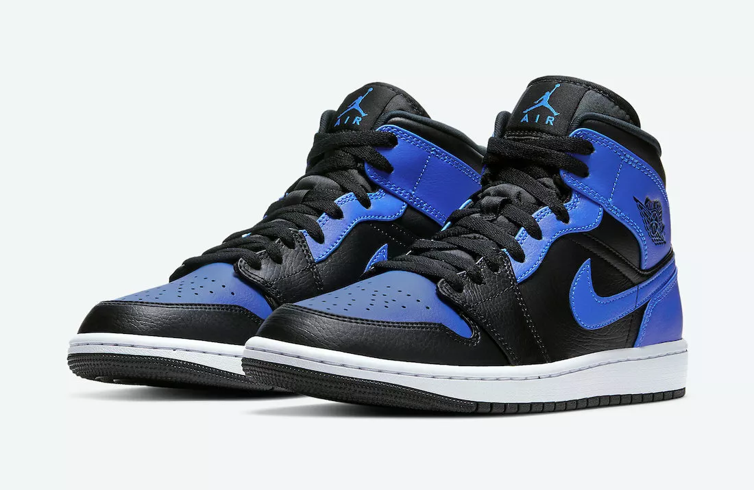 Nike Air Jordan 1 Mid Hyper Royal Black White 554724-077 Men's and