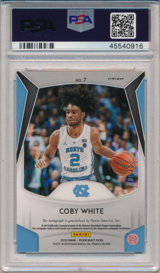 2019 Panini Prizm Draft Picks Coby White #7 Mojo Prizm Auto PSA 10 