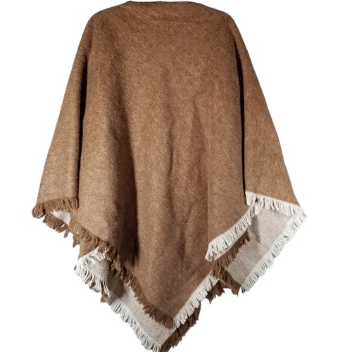 Vintage 1960s Dewey's Of Vermont Rt. 4 Wool Poncho Quechee Gorge Brown Granny - Picture 3 of 17